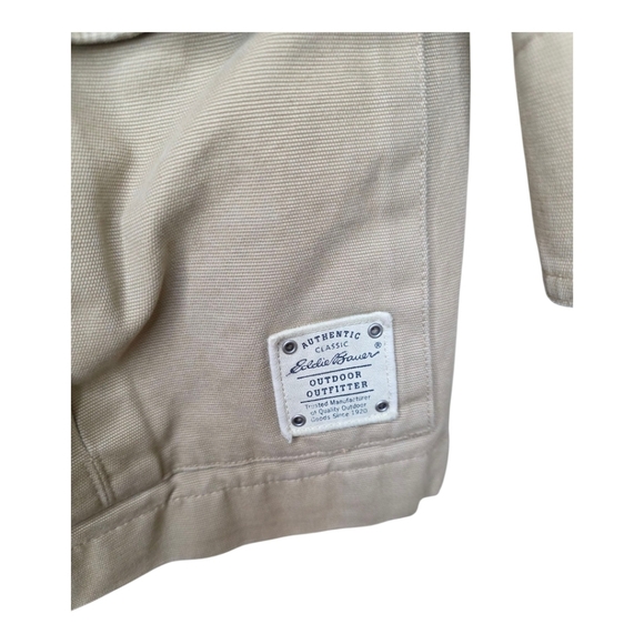 EDDIE BAUER Barn Coat Chore Jacket Canvas Tan Flannel‎ Lined - Size XL Tall - Picture 5 of 9